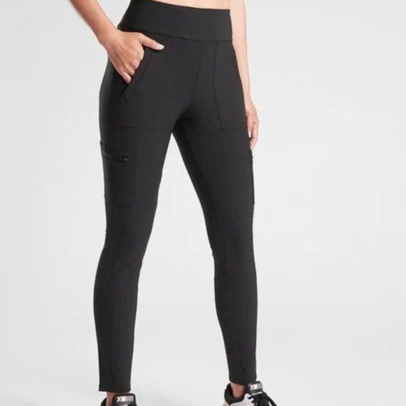 Athleta Headlands Hybrid Cargo Tights sz 0 Black - Picture 1 of 4